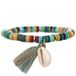 Deja Jewels Enkelband Platte Kralen Schelp & Kwastje - Multi