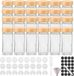 Merkloos 120ml Vierkante Kruidenpotjes Set van 24 stuks - Bamboe Deksel