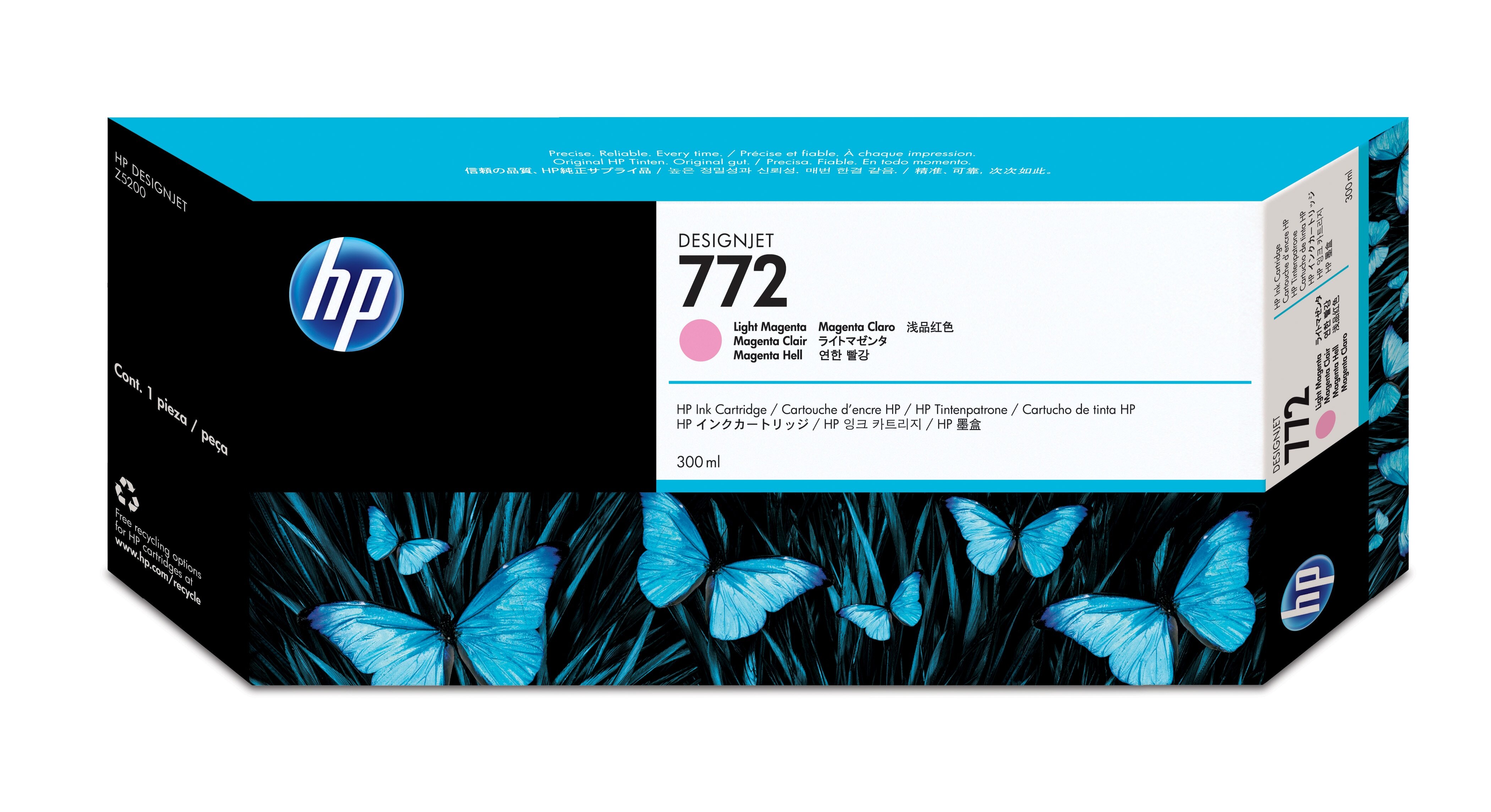 HP 772 licht-magenta DesignJet inktcartridge, 300 ml single pack / Lichtmagenta