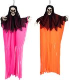 Boland spoken in neon kleuren - 2x stuks - L90 cm - skelet - halloween - uv blacklight - decoratie