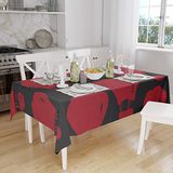 Bonamaison Tafelkleed, Anti-Mold, Sneldrogend, Waterdicht, 100% Polyester Tafellaken, rood Zwart, 140 x 160 Cm