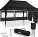 tillvex Pavillon 3x6m - avec 3 parois latérales Noir imperméable | Tonnelle pliante pop-up réglable en hauteur | Tente de jardin protection UV 50+ | Tonnelle de réception avec sac pour jardin