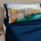 PETTI Artigiani Italiani - Katoenen beddengoed met kussenslopen met digitale print, eenpersoonslaken, beddengoedset Polignan in de zee nachtblauw, 100% Made in Italy