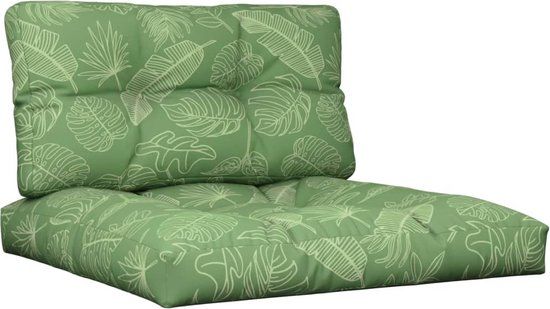 vidaXL Palletkussens - 2 stuks - Stof - Bladpatroon