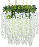 Unyqoos® Set van 12 decoratieve kunstblauweregen, wit, 110 cm