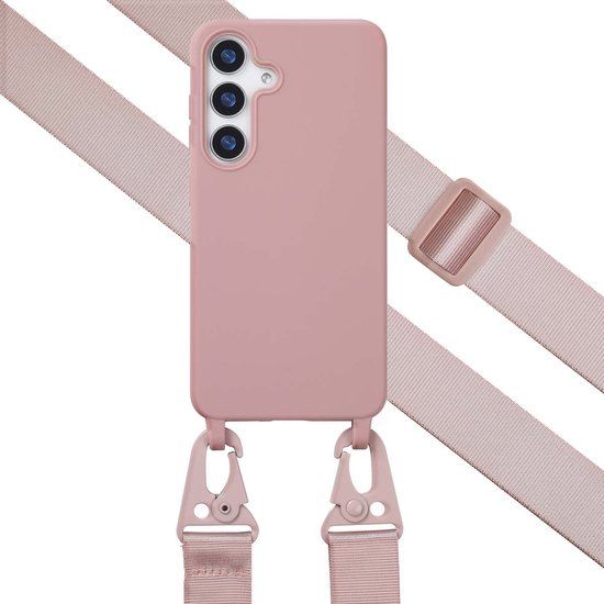 Selencia Siliconen hoesje met afneembaar koord voor de Samsung Galaxy S25 Plus - Sand Pink