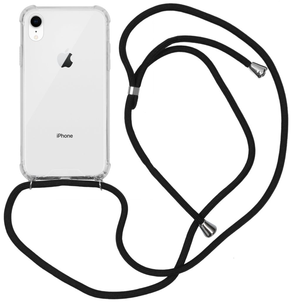 Backcover met koord iPhone Xr hoesje - Zwart