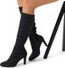 Manfield Dames Zwarte Stretch Laarzen met Hak - Maat 40
