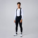 Acelera Essential Fietsbroek Lang Heren met Zeem en Bretels - Thermo Lange Wielerbroek - Zwart - Maat S