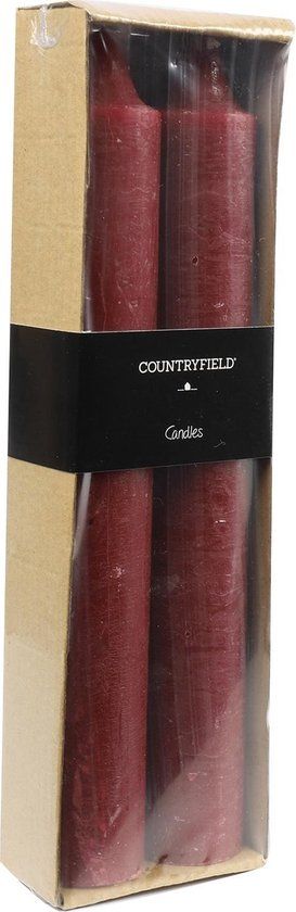 Countryfield Set van 2 Kaarsen | 25 cm | Rood