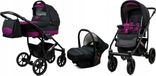 BabyLux® Largo | Ensemble de poussette 3 en 1 | Noir Violet | Poussette combinée | Ensemble de poussette | Poussette