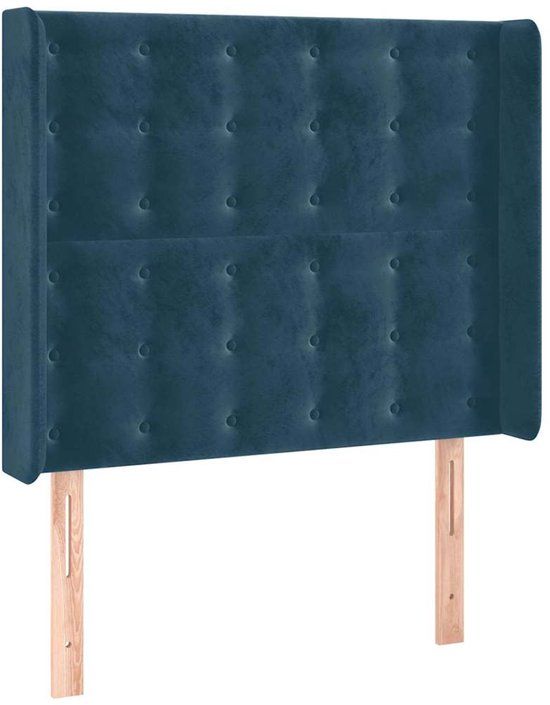vidaXL Hoofdbord fluweel donkerblauw 93x16x118/128 cm