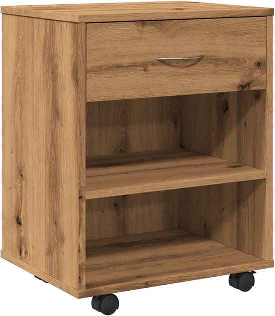 vidaXL Rolkast - 46x36x59 cm - Bewerkt Hout - Artisanaal Eikenkleurig