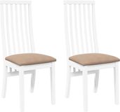 vidaXL Eetkamerstoelen met kussens 2 st massief hout rubber wit