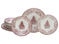 CreaTable 17049 Serie Tannenbaum 12-delig tafelservies van aardewerk, vaatwasser- en magnetronbestendig, hoogwaardige productie