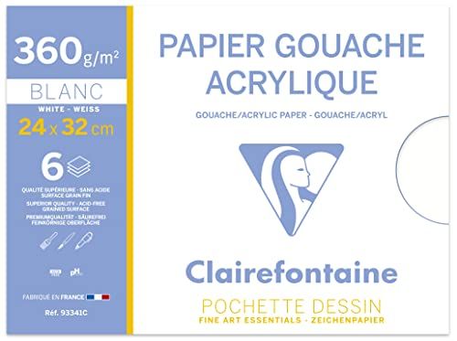 Clairefontaine 93341C tekenpapier - 24 x 32 cm - 300 g - 6 vellen
