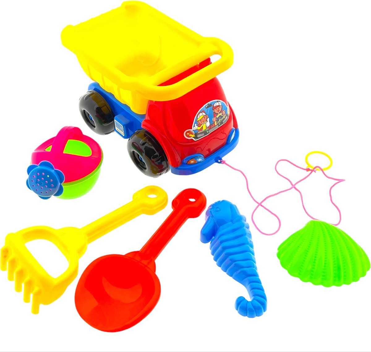 Yuan Hong Toys Kiepauto Voor Zandbak En Strand - Vrachtauto - Zandauto - incl. 5 Dlg strandsetje - 24 x 16 x 15 cm