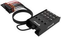 Audibax Snake Stagebox Multicore 12 podiumbox met 12 ingangen en 4 uitgangen, high-performance DI-behuizing, 15 m lange kabel inbegrepen, zwarte ingangskabel en rode uitgangskabel, 12 stuks