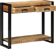vidaXL Wandtafel met lade Bruin 90 x 33 x 75 cm Massief Mango Hout