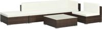 vidaXL Loungeset poly rattan bruin 6-delig