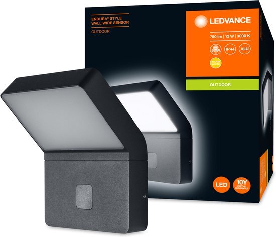 Ledvance Wand- en plafondarmatuur LED: voor muur, ENDURA STYLE WALL WIDE / 12 W, 220…240 V, Warm wit, 3000 K, body materiaal: aluminum, IP44