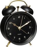Atmosphera Tafelklok Gaston - zwart - dia 10 cm - metaal/glas - rond - klassiek/chic wekker model
