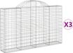 vidaXL Gabions - 3 pièces - voûté - 200x30x120/140 cm - métal - argent