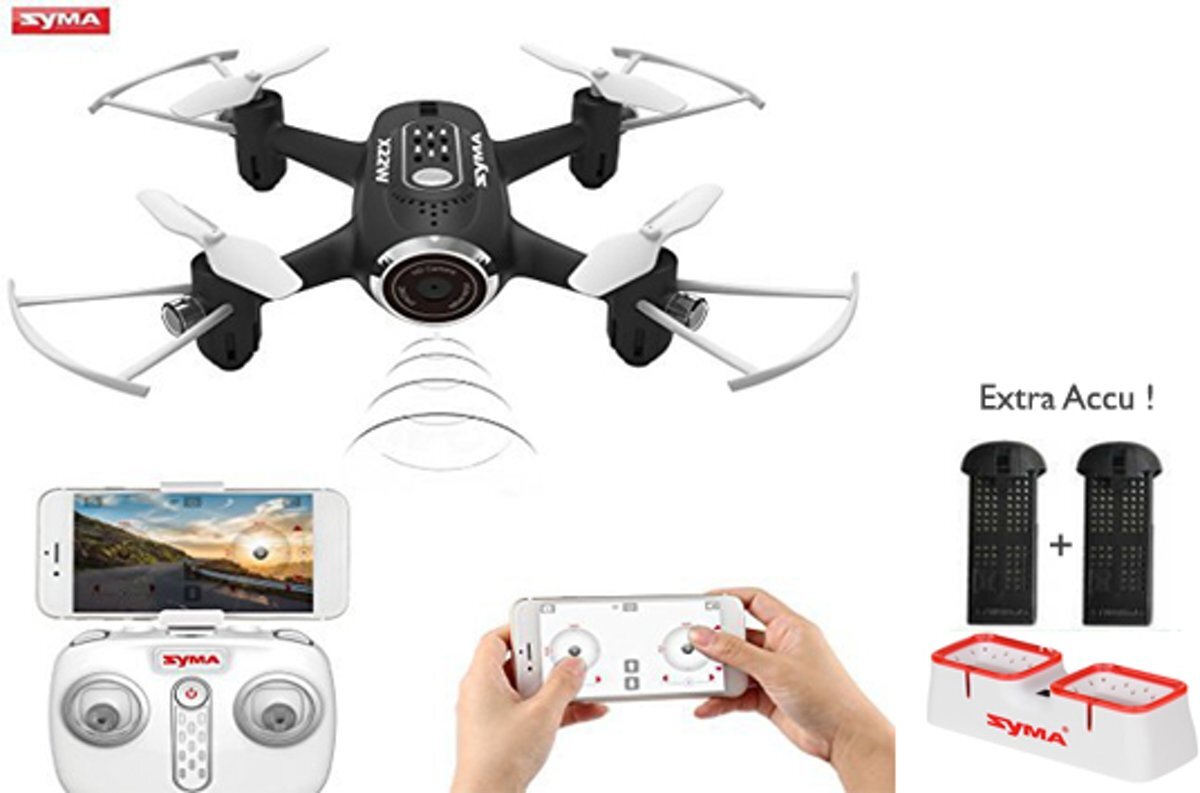 SYMA X22W live HD Camera fpv mini drone - quadcopter app control functie + Extra Accu pack
