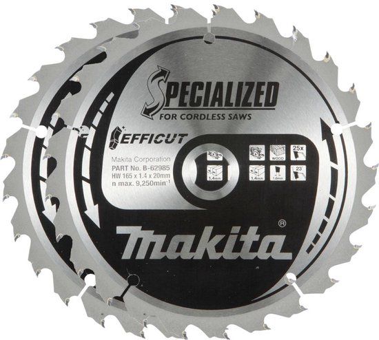 Makita B-62985-2 Cirkelzaagbladset 165 x 20 x 1.4 mm Aantal tanden: 25 2 stuk(s)