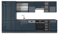 Vicco Fame-Line Keukenkasten – 355 cm zonder werkblad Donkerblauw hoogglans/antraciet