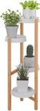 Merkloos Relaxdays plantenstandaard binnen - 85 x 32 x 33 cm - 4 etages - bamboe - kunststof