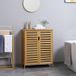 Meuble de salle de bain en bambou, vasque sur pied avec portes à double lattes, 68 x 32 x 86 cm, naturel