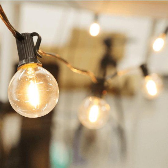 RexTech Solar Tuinverlichting - Prikkabel Chain - 50 LED Filament Lampen - Warm Wit Licht - Buitenlampen op Zonne-energie