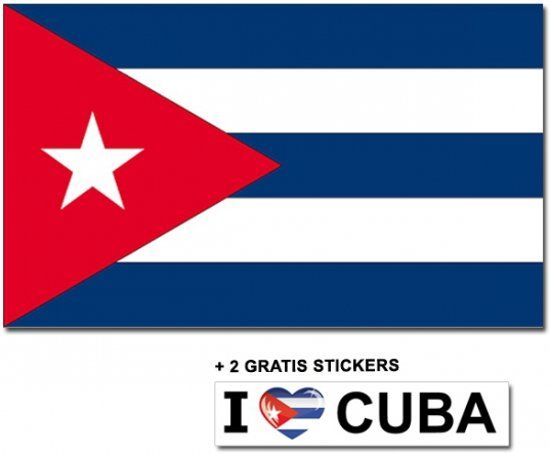Cubaanse vlag met 2 gratis Cuba stickers