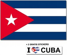 - Cubaanse vlag met 2 gratis Cuba stickers