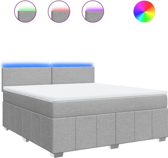 vidaXL Boxspring met matras stof lichtgrijs 180x200 cm