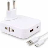 Prise plate - Prise murale extra plate avec 1 USB + 1 USB-C + 2