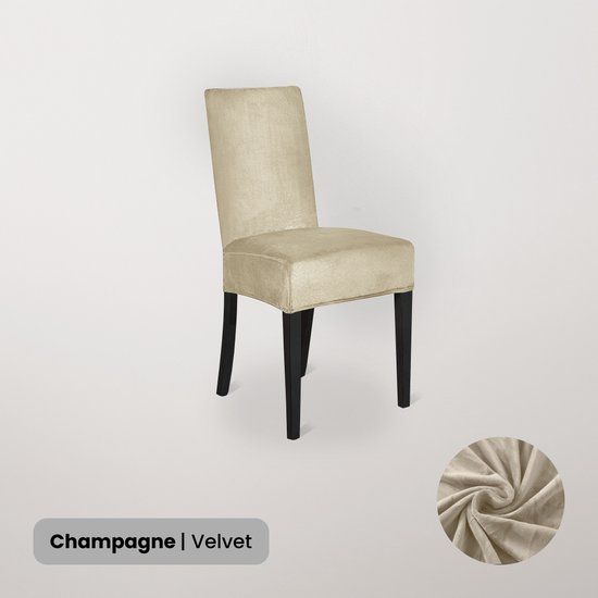 BankhoesDiscounter Velvet Stoelhoes - Champagne - Eetkamer Stoelhoezen - Stoelbeschermers - Stretch