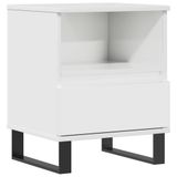 VidaXL Nachtkastje 40x35x50 cm bewerkt hout hoogglans wit