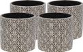 Mega Collections Plantenpot/bloempot - 4x - keramiek - antraciet grijs/zilver - D11 x H10 cm