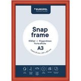 EUROPEL A3 posterlijst om vast te klikken, profiel 25x11 mm, kleur rood, aluminium geanodiseerd en ontspiegeld, afmetingen 328x451 mm, achterkant polystyreen grijs