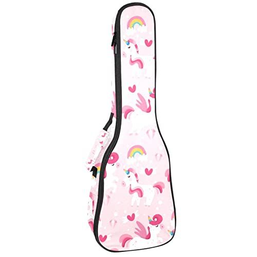Mersov Concert Ukelele Rugzak, Heavy Duty Ukulele Case Tas met Opslag, Sopraan Concert Tenor Ukelele 10 MM Gewatteerde Tas Eenhoorn Roze