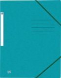 Oxford Top File + - elastomap - 3 kleppen - elastiek - A4 - aqua - pak 10 stuks
