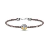 Thomas Sabo Armband voor dames en heren, boom van de liefde, A2013-682-5, 19cm, Sterling zilver Leer, Geen edelsteen