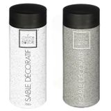Atmosphera Decoratie zand - 2x potjes - wit en grijs - 750 gram - Zandkorrels - hobby vulmateriaal