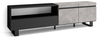 Bol meuble TV, meuble bas, 200x57x35 cm, aspect béton, adapté aux téléviseurs jusqu'à 80 pouces