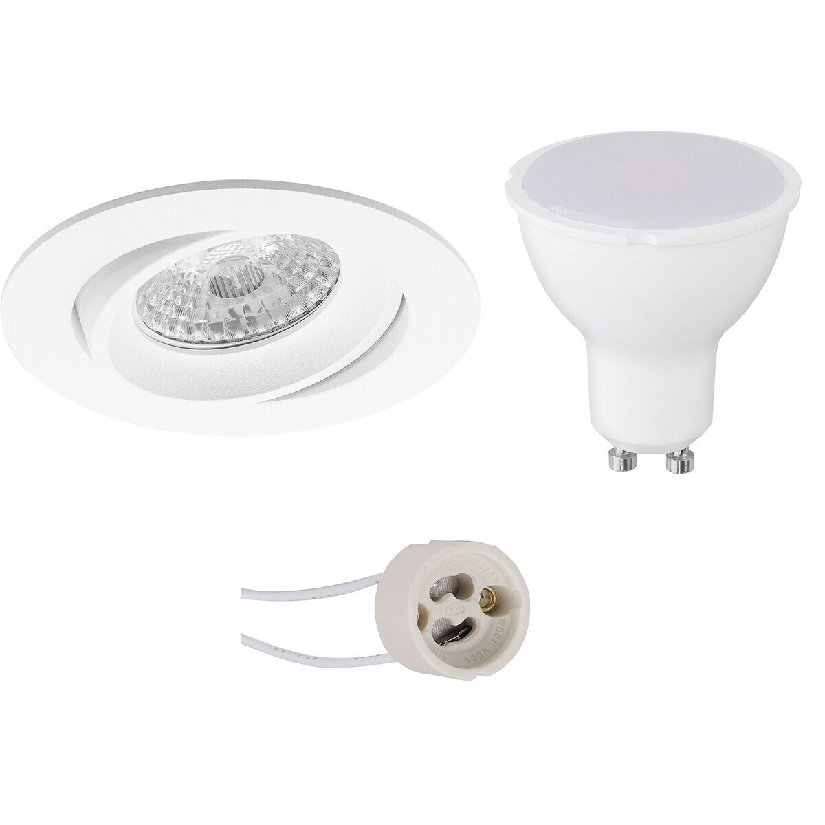 BES LED LED Spot Set - Pragmi Delton Pro - GU10 Fitting - Dimbaar - Inbouw Rond - Mat Wit - 6W - Warm Wit 3000K - Kantelbaar - Ã˜82mm