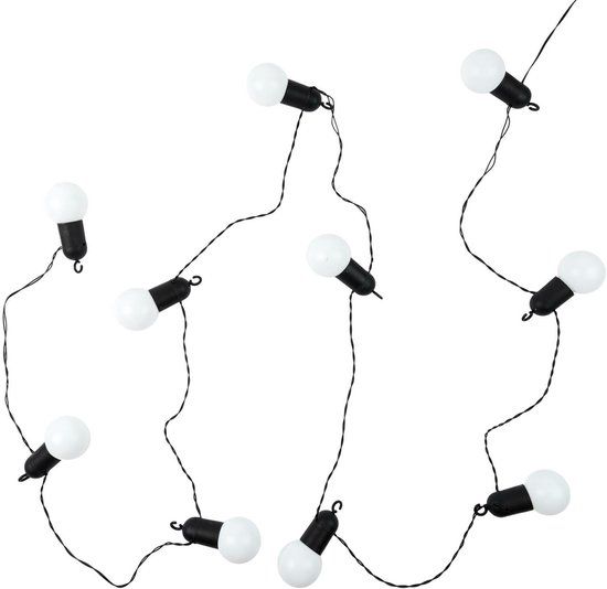 Home Deco Factory feestverlichting lichtsnoer - 10 LED lampen - warm wit - 270 cm - buiten