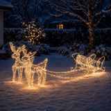 Merkloos Decorative Lighting Rendieren met Slee lichtslang 3D (756 Lampjes) - wit