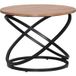 Pangivo Table Basse Ronde Style Industriel En Métal Noir Et Plateau Effet Bois Ø 60 X 46 Cm
